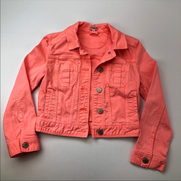 Express Jackets & Blazers - Express Jean Jacket Neon Orange XS